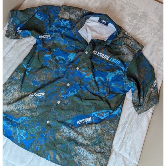 Keystone Light Realtree G&G Outfitters  Vented Fishing Button up Shirt Men's  L - Picture 2 of 10